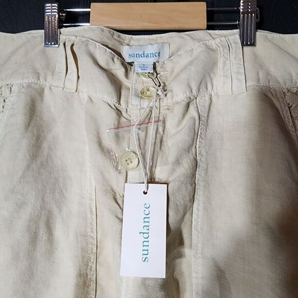 Sundance Sz. 4 New Linen Cotton Blend Organia Lace Pants in Sand Boho Lagenlook - Picture 11 of 16